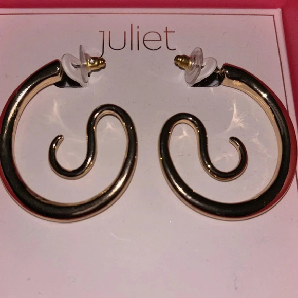 Juliet gold tone Unique Chunky Swirl Hoops New - Picture 1 of 10